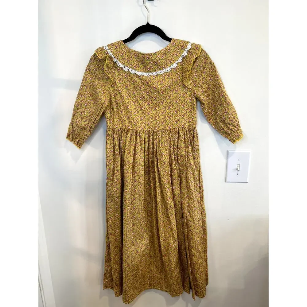 Relibeauty Girls Prairie Floral Maxi Dress Peter Pan Collar Cottagecore